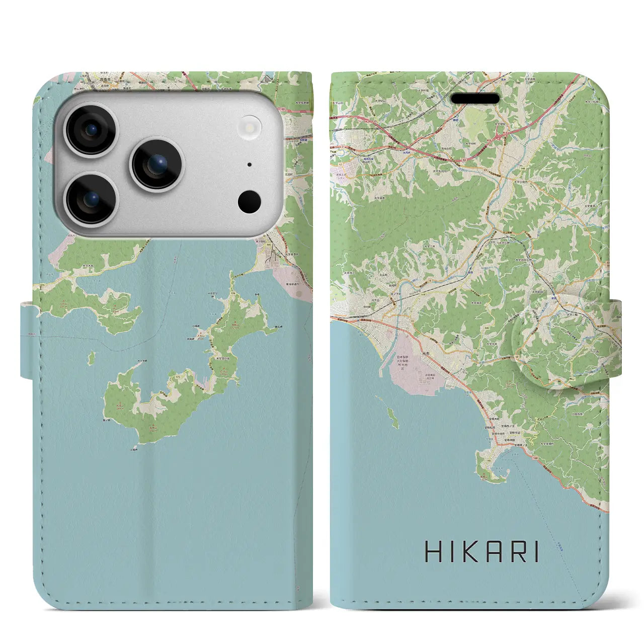 【光(山口県)】地図柄iPhoneケース(手帳タイプ)ナチュラル・iPhone 17 Pro Max 用