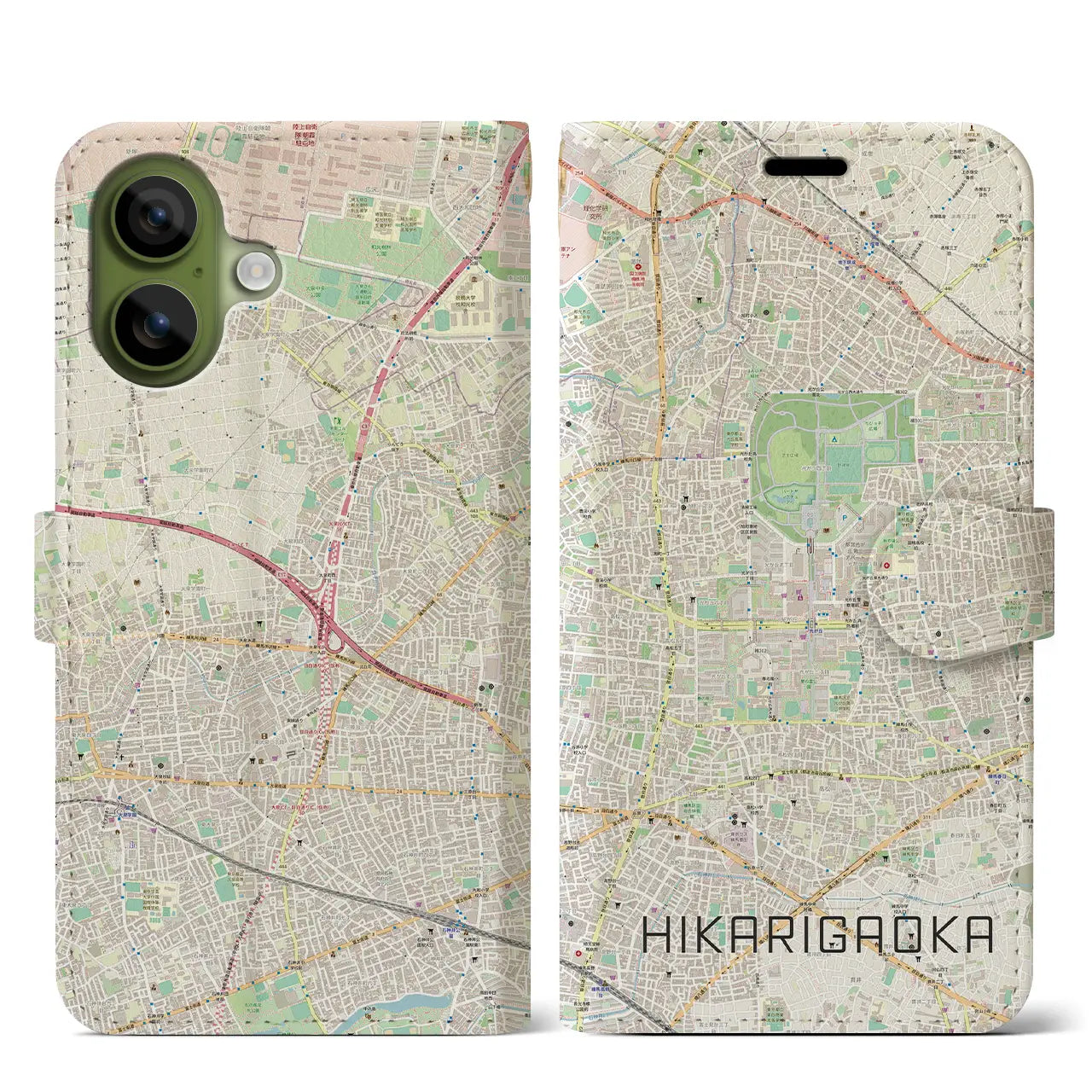 【光が丘(東京都)】地図柄iPhoneケース(手帳タイプ)