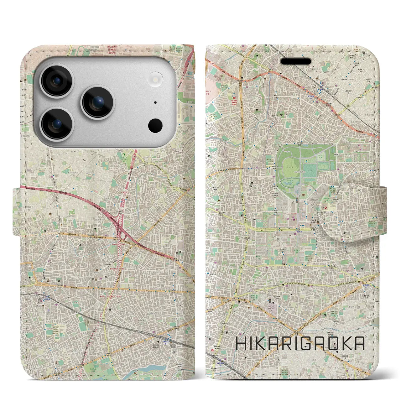 【光が丘(東京都)】地図柄iPhoneケース(手帳タイプ)
