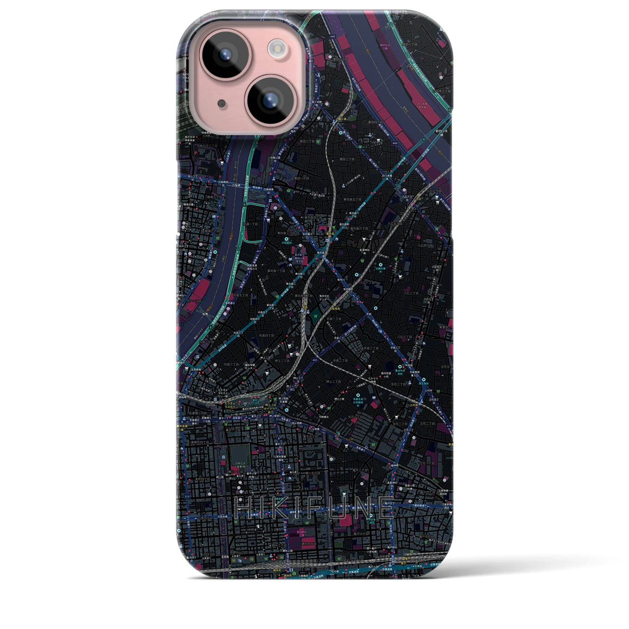【曳舟(東京都)】地図柄iPhoneケース(バックカバータイプ)