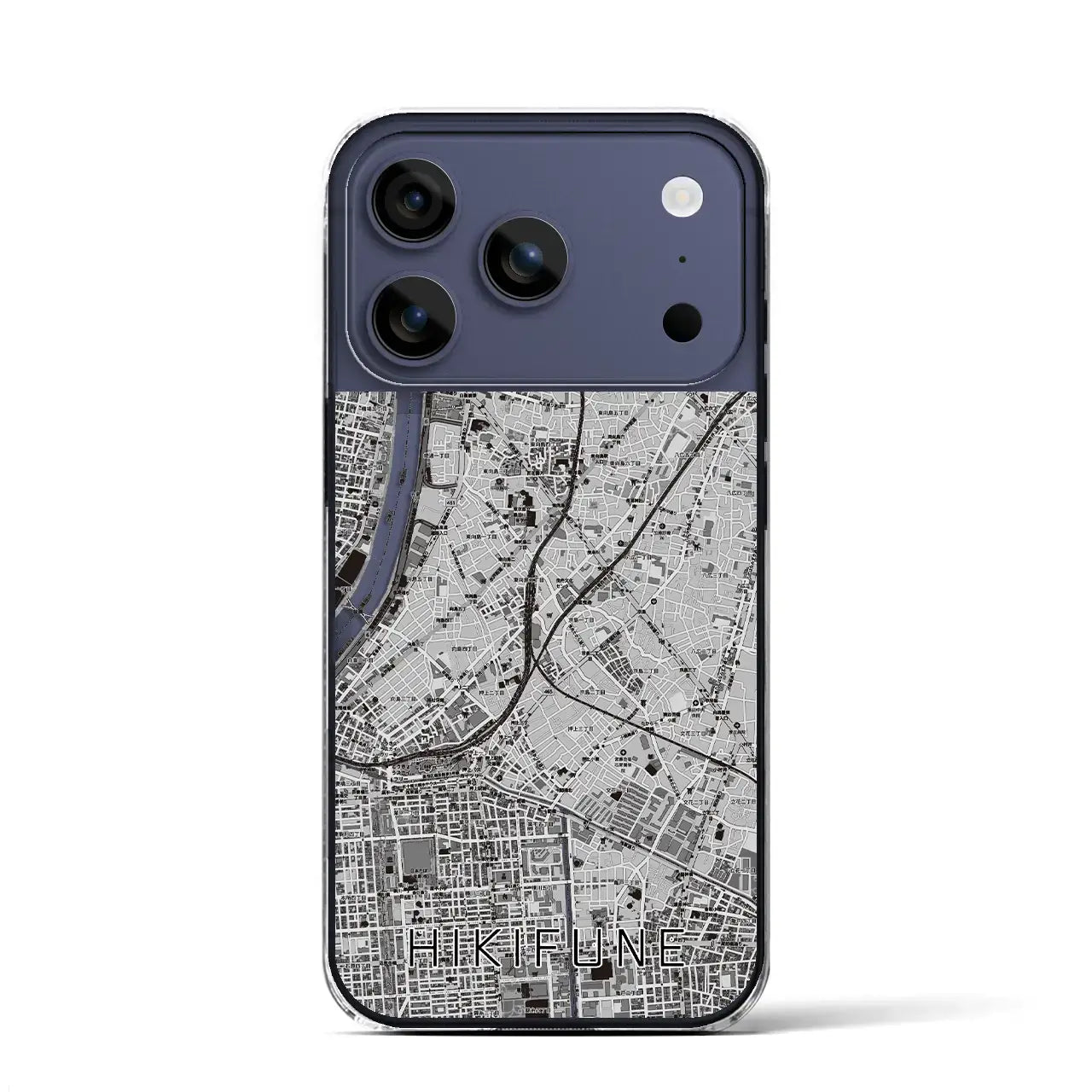 【曳舟(東京都)】地図柄iPhoneケース(クリアタイプ)モノトーン・iPhone 17 Pro Max 用