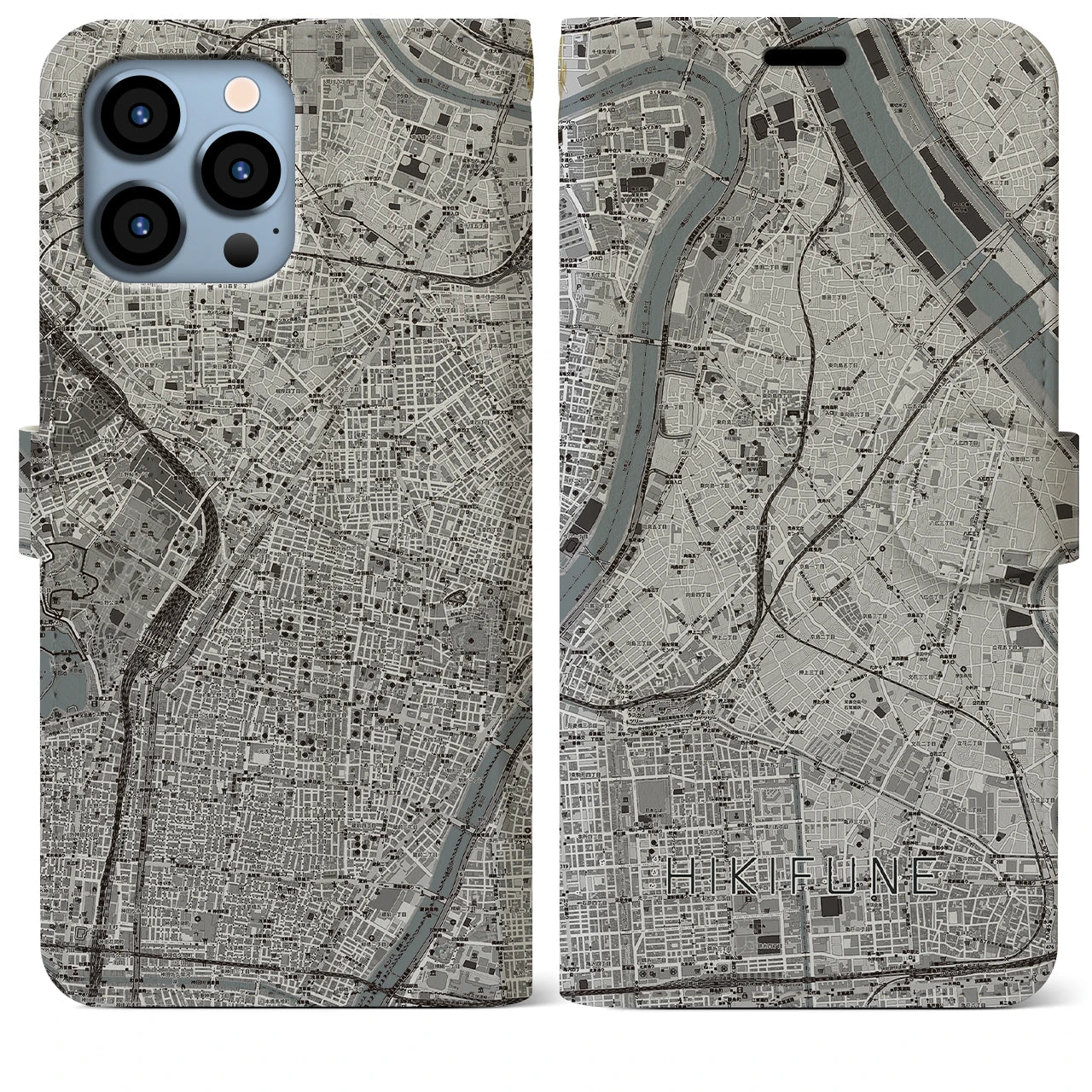 【曳舟(東京都)】地図柄iPhoneケース(手帳タイプ)