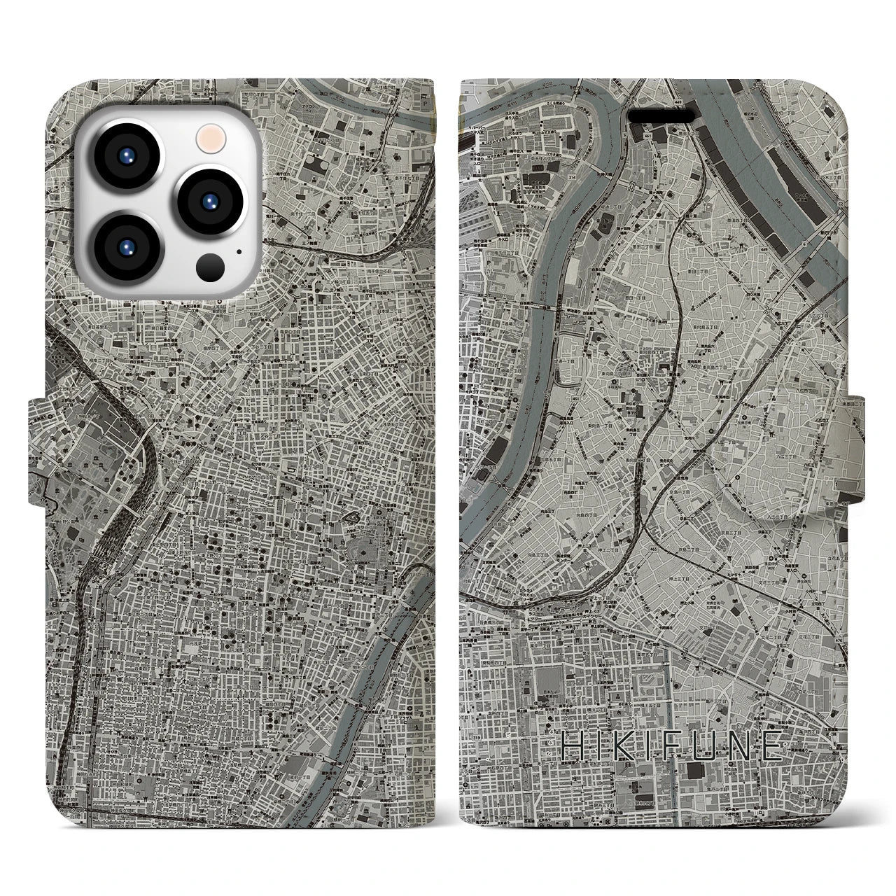 【曳舟(東京都)】地図柄iPhoneケース(手帳タイプ)