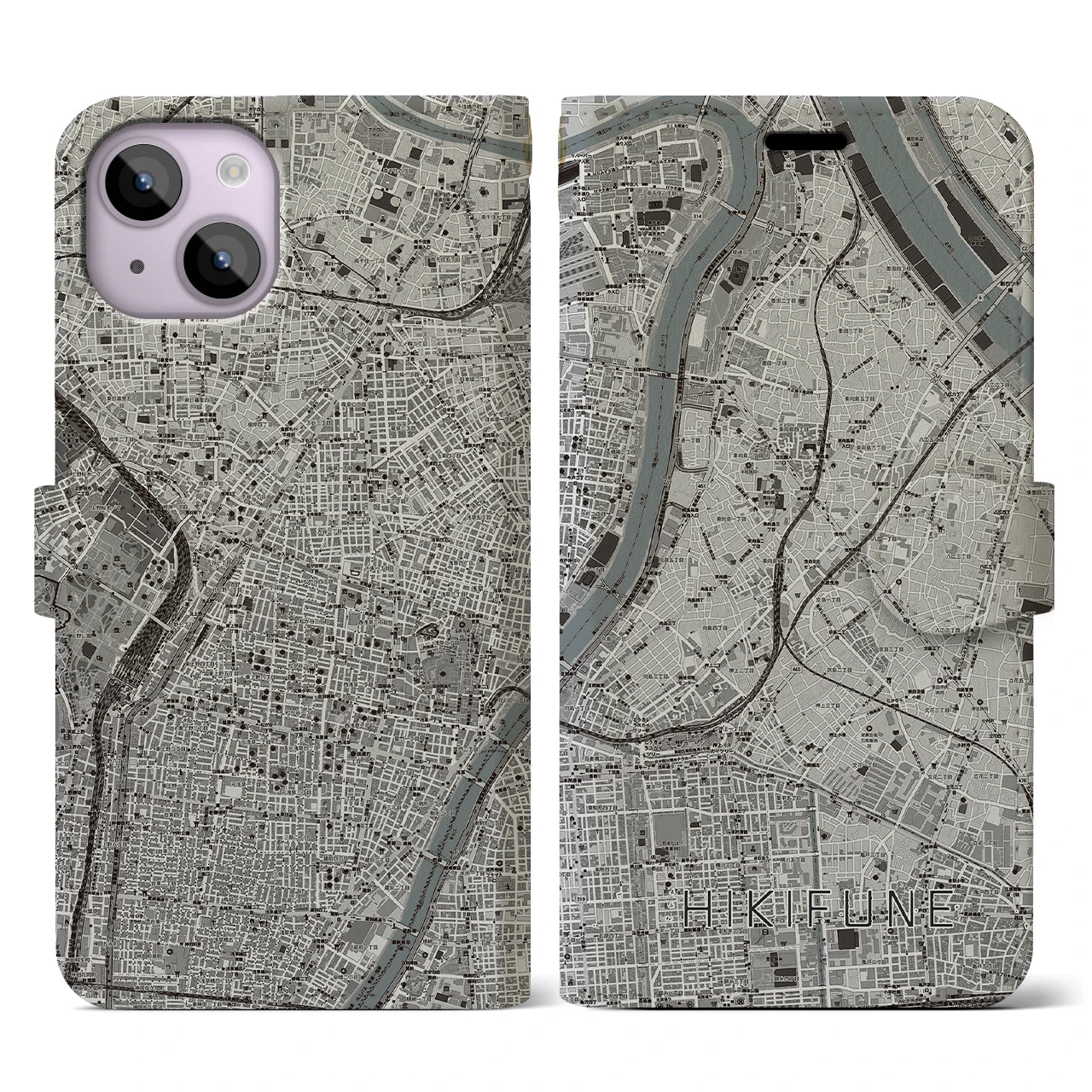 【曳舟(東京都)】地図柄iPhoneケース(手帳タイプ)