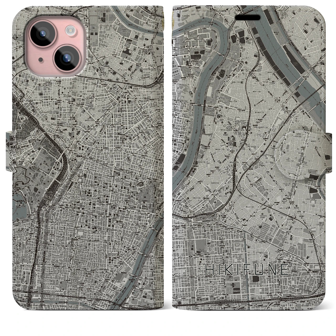 【曳舟(東京都)】地図柄iPhoneケース(手帳タイプ)