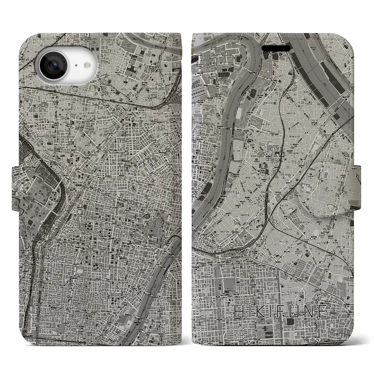 【曳舟(東京都)】地図柄iPhoneケース(手帳タイプ)