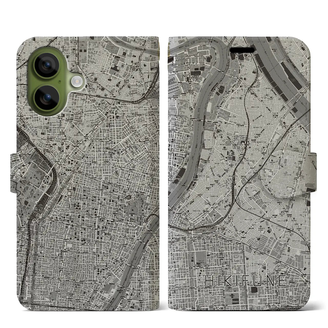 【曳舟(東京都)】地図柄iPhoneケース(手帳タイプ)