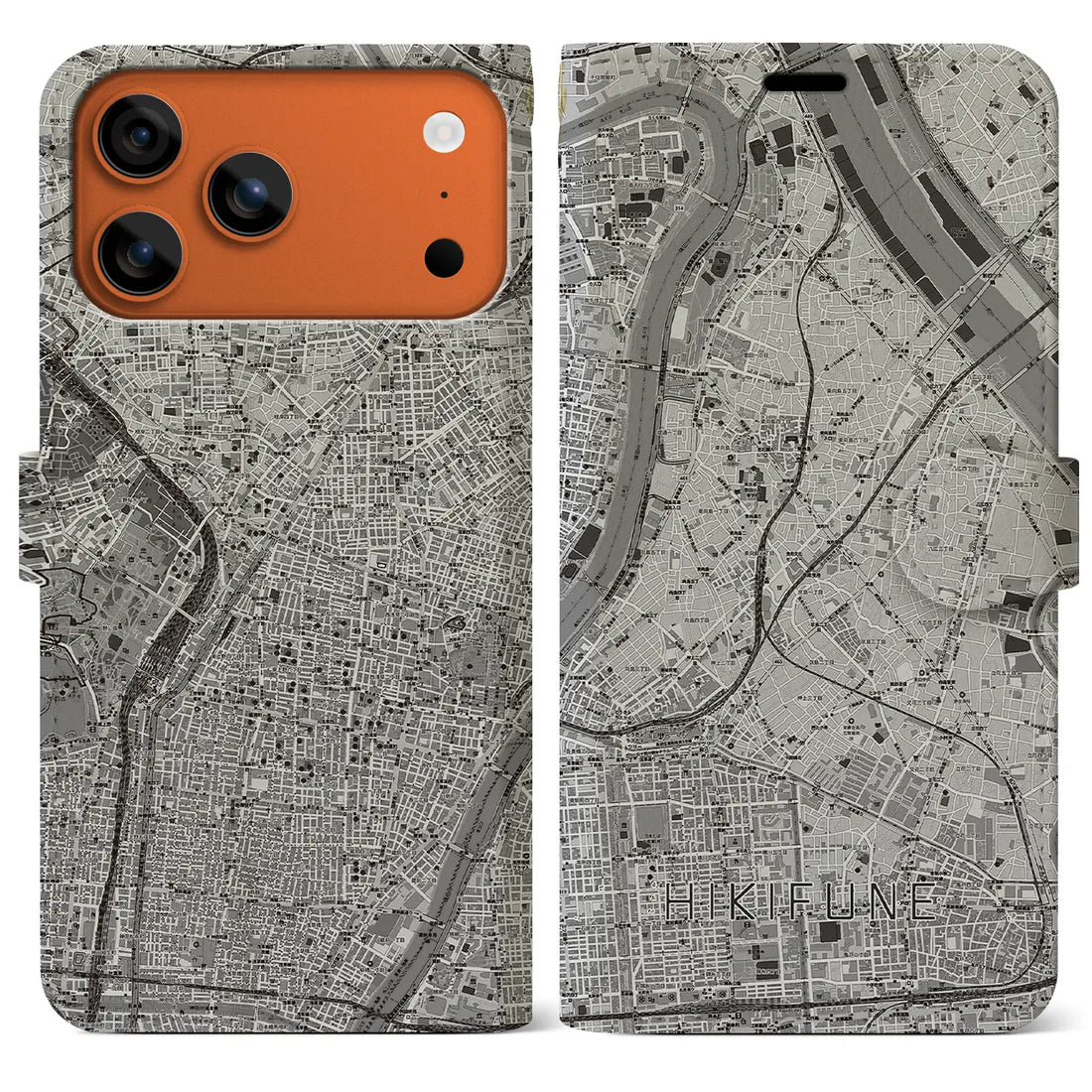 【曳舟(東京都)】地図柄iPhoneケース(手帳タイプ)