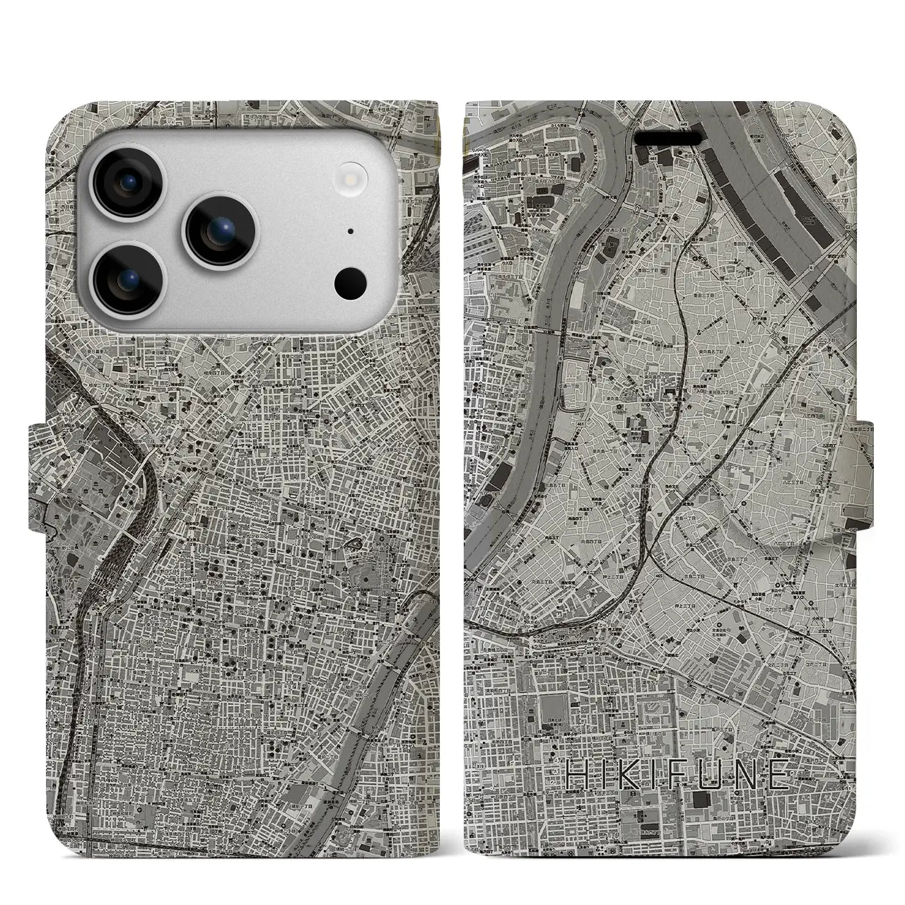 【曳舟(東京都)】地図柄iPhoneケース(手帳タイプ)