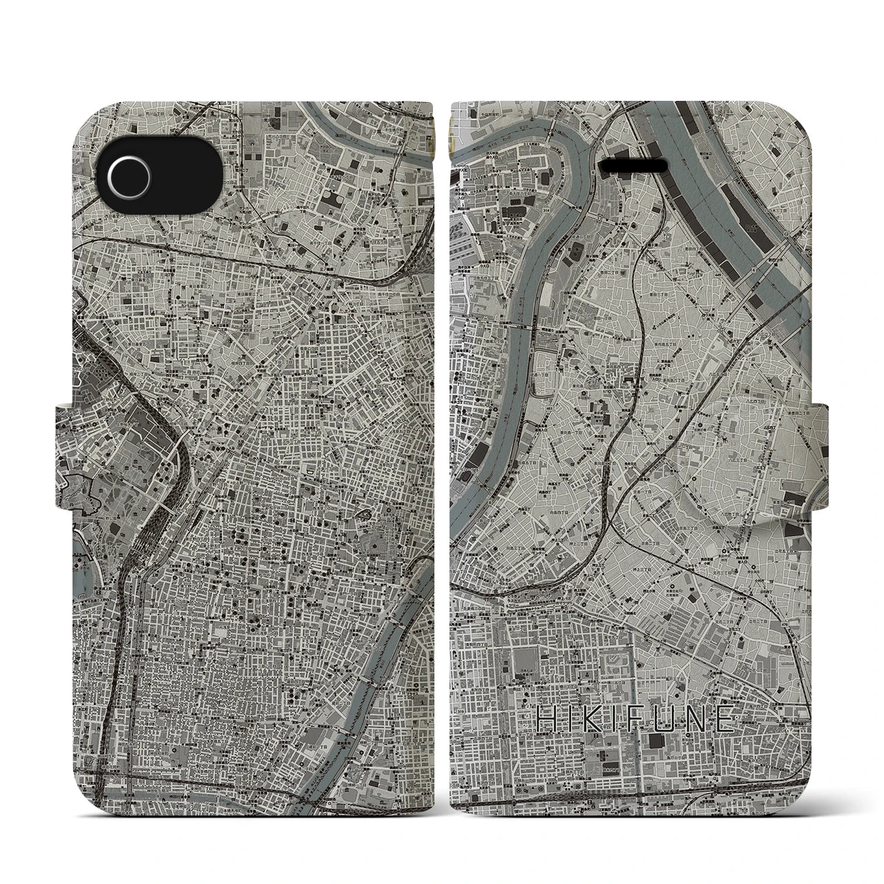 【曳舟(東京都)】地図柄iPhoneケース(手帳タイプ)