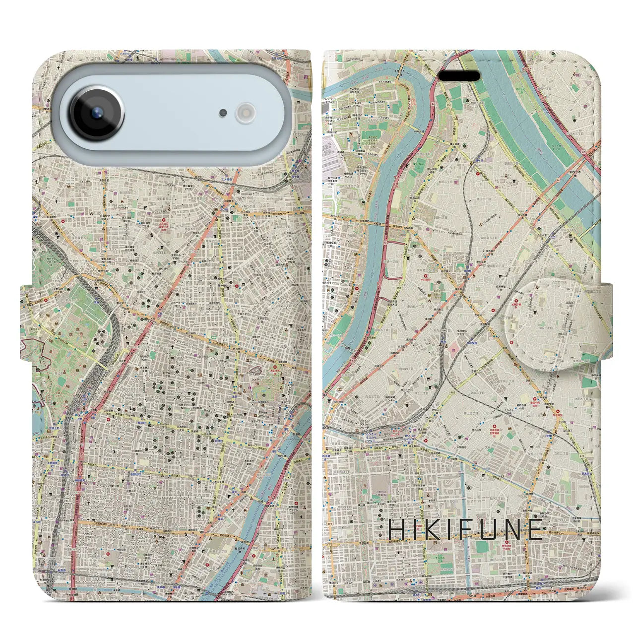 【曳舟(東京都)】地図柄iPhoneケース(手帳タイプ)