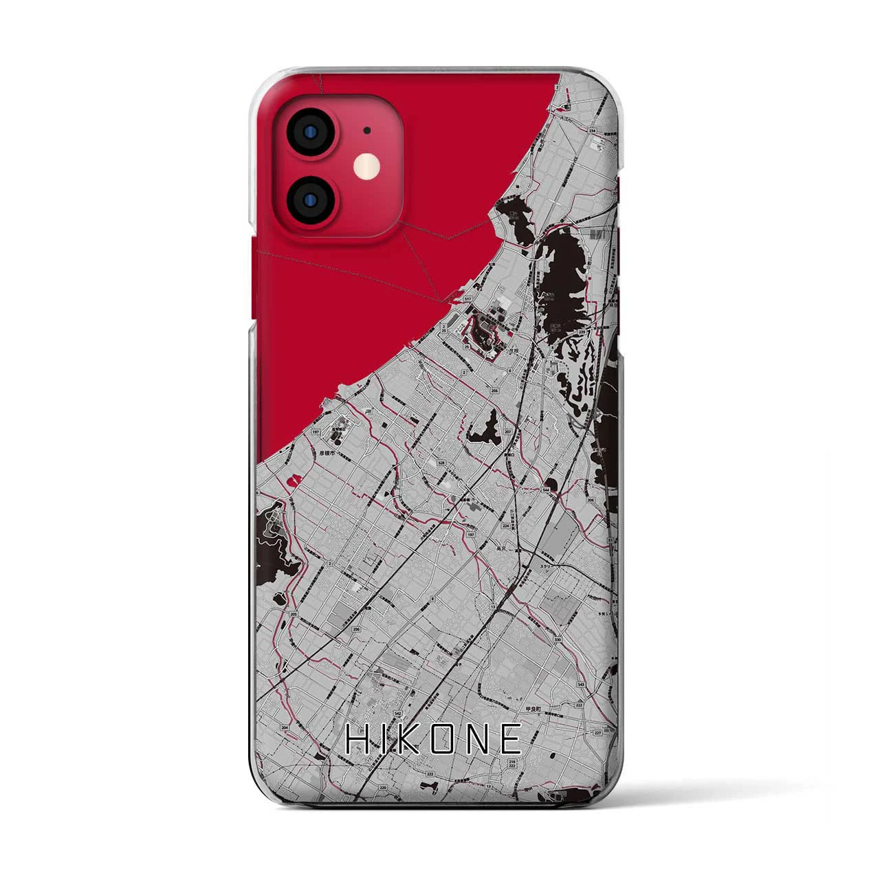 【彦根(滋賀県)】地図柄iPhoneケース(クリアタイプ)モノトーン・iPhone 11 用