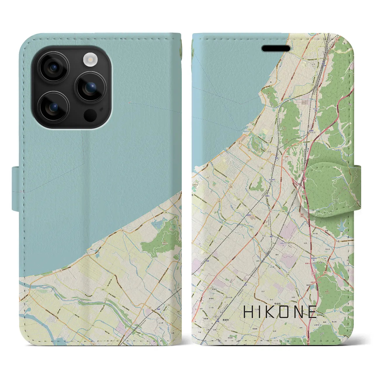 【彦根(滋賀県)】地図柄iPhoneケース(手帳タイプ)ナチュラル・iPhone 16 用