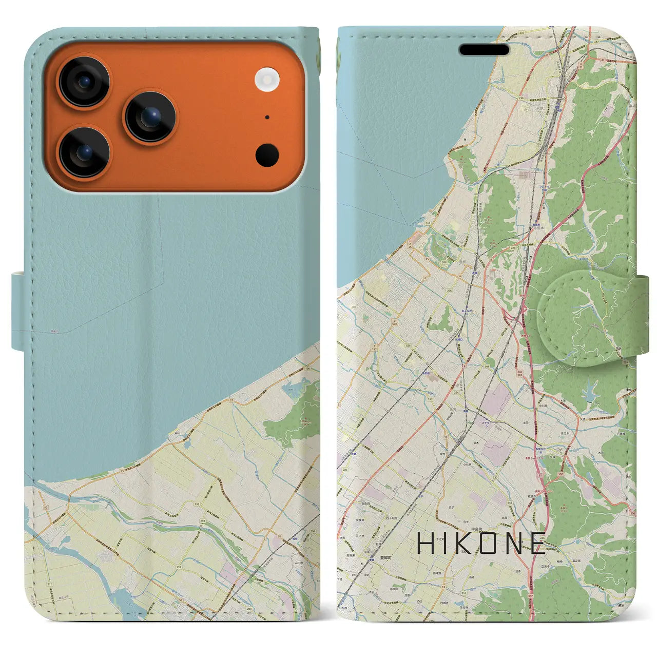 【彦根(滋賀県)】地図柄iPhoneケース(手帳タイプ)ナチュラル・iPhone 17 Pro Max 用