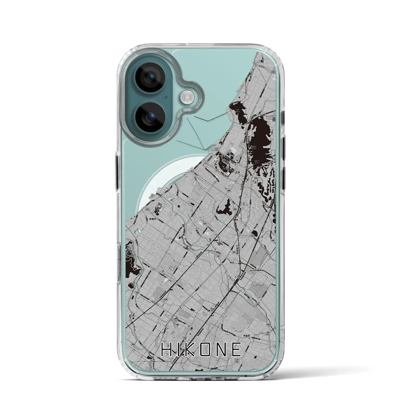 【彦根(滋賀県)】地図柄iPhoneケース(MagSafeタイプ)モノトーン・iPhone 16 Pro 用