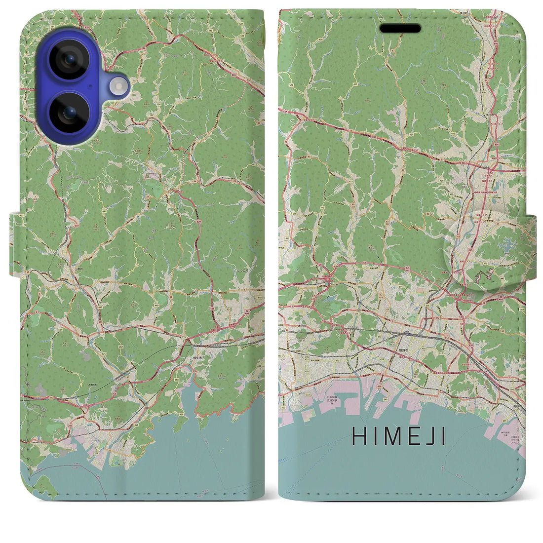 【姫路2(兵庫県)】地図柄iPhoneケース(手帳タイプ)ナチュラル・iPhone 16 Pro Max 用