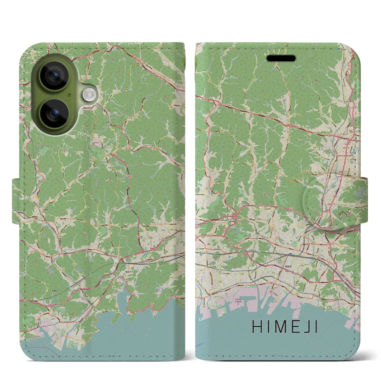 【姫路2(兵庫県)】地図柄iPhoneケース(手帳タイプ)モノトーン・iPhone 17 Pro Max 用