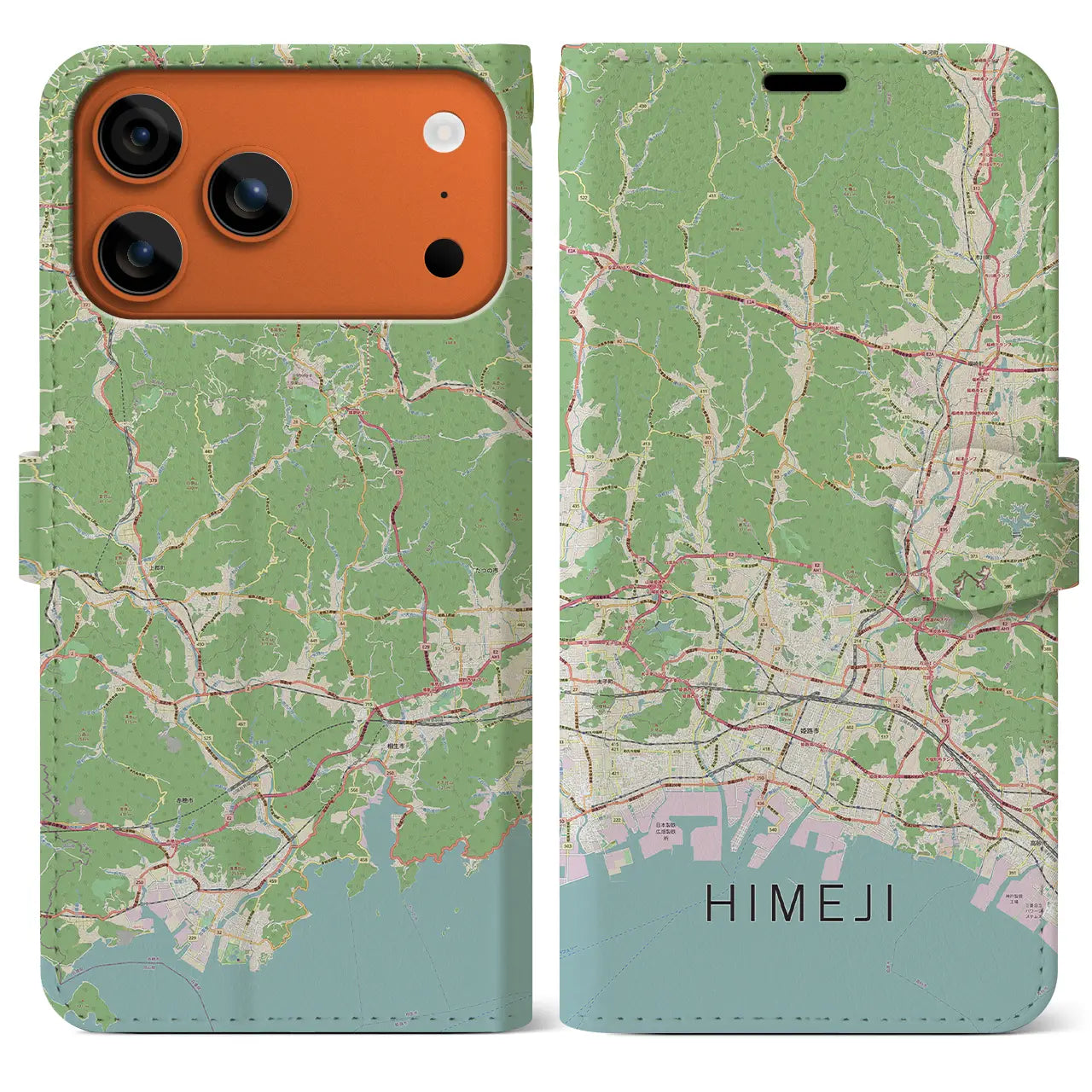 【姫路2(兵庫県)】地図柄iPhoneケース(手帳タイプ)ナチュラル・iPhone 17 Pro Max 用