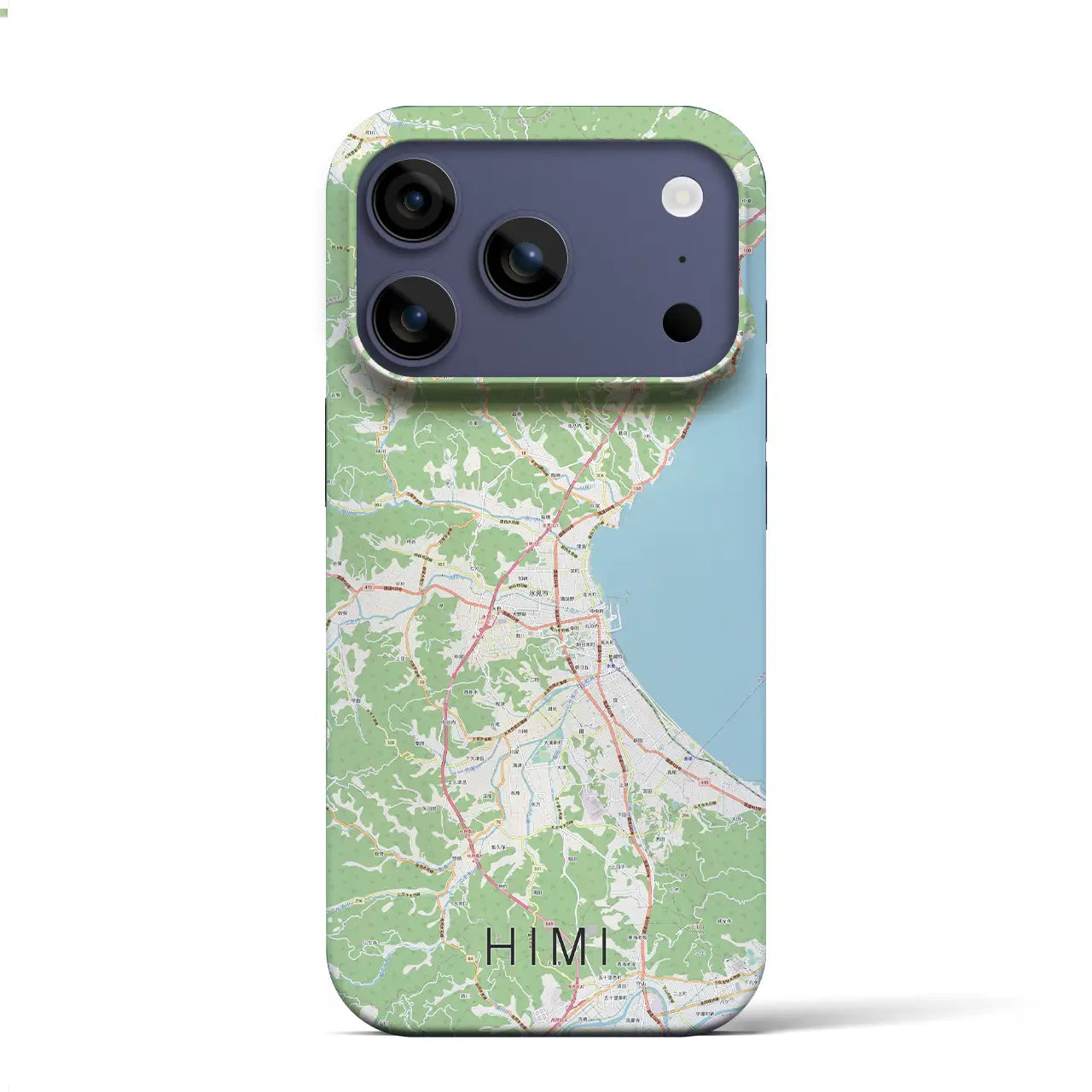 【氷見(富山県)】地図柄iPhoneケース(バックカバータイプ)ブラック・iPhone 17 Pro Max 用
