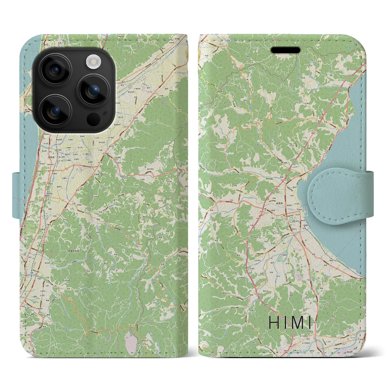 【氷見(富山県)】地図柄iPhoneケース(手帳タイプ)ナチュラル・iPhone 16 用