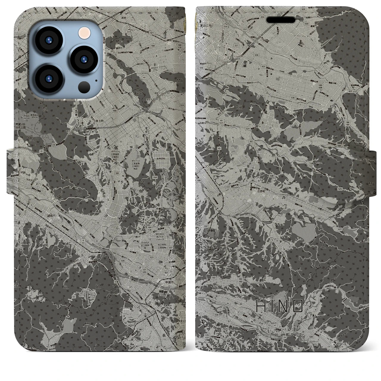 【日野(滋賀県)】地図柄iPhoneケース(手帳タイプ)