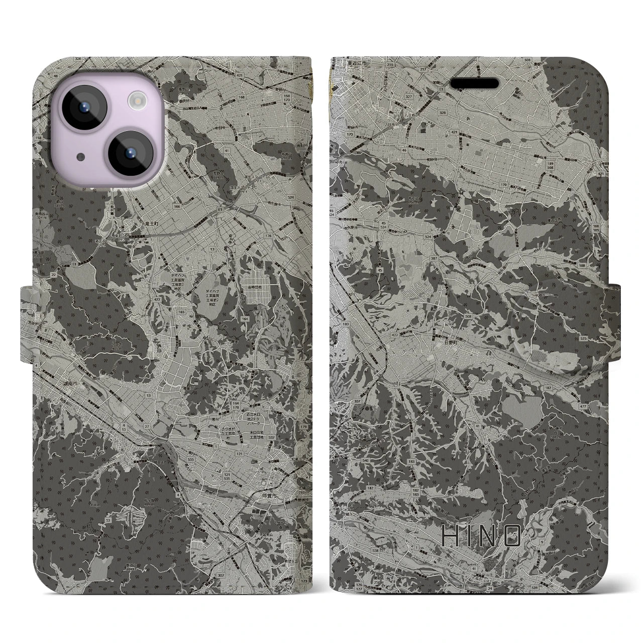 【日野(滋賀県)】地図柄iPhoneケース(手帳タイプ)