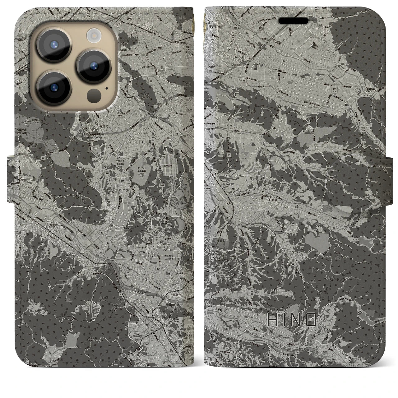 【日野(滋賀県)】地図柄iPhoneケース(手帳タイプ)