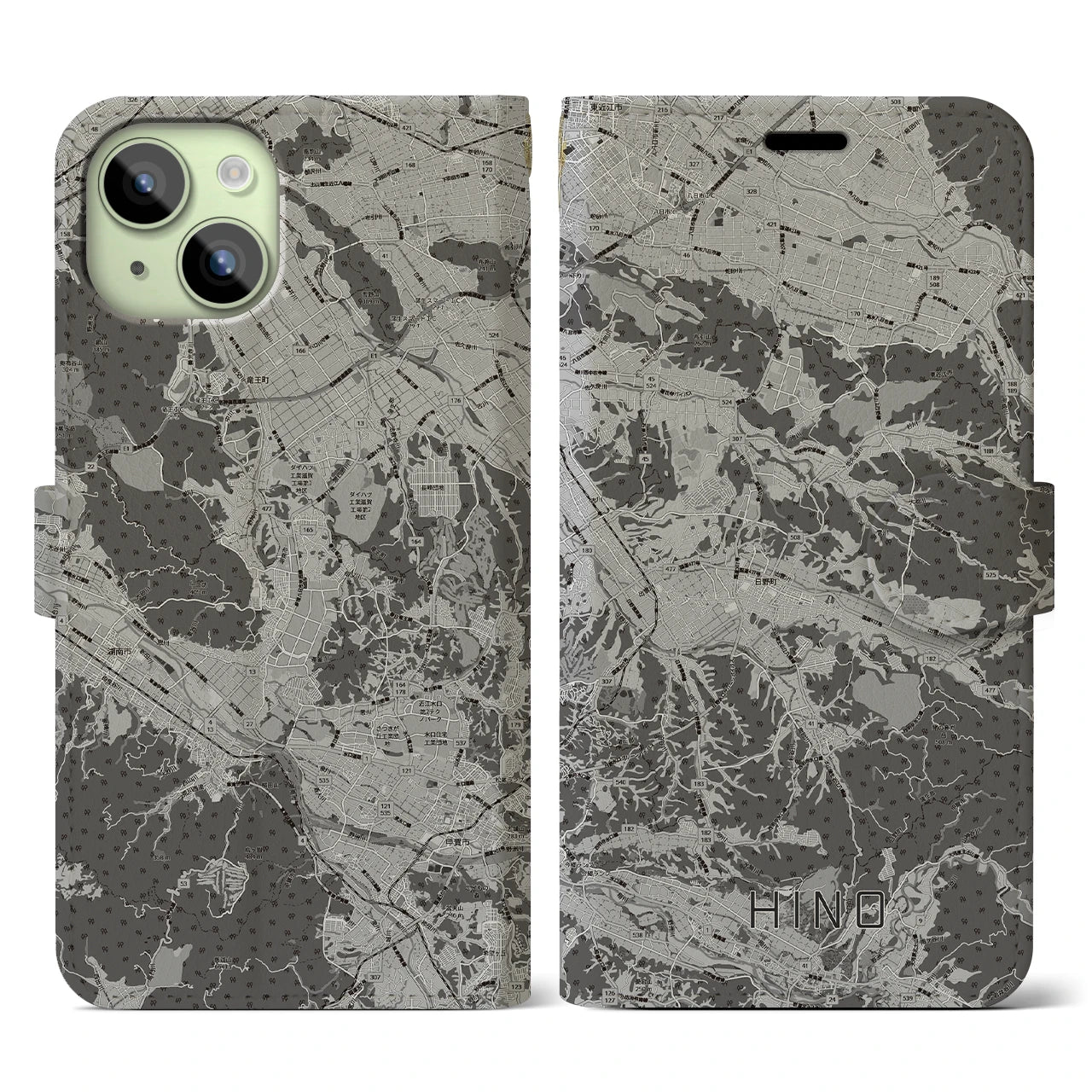 【日野(滋賀県)】地図柄iPhoneケース(手帳タイプ)