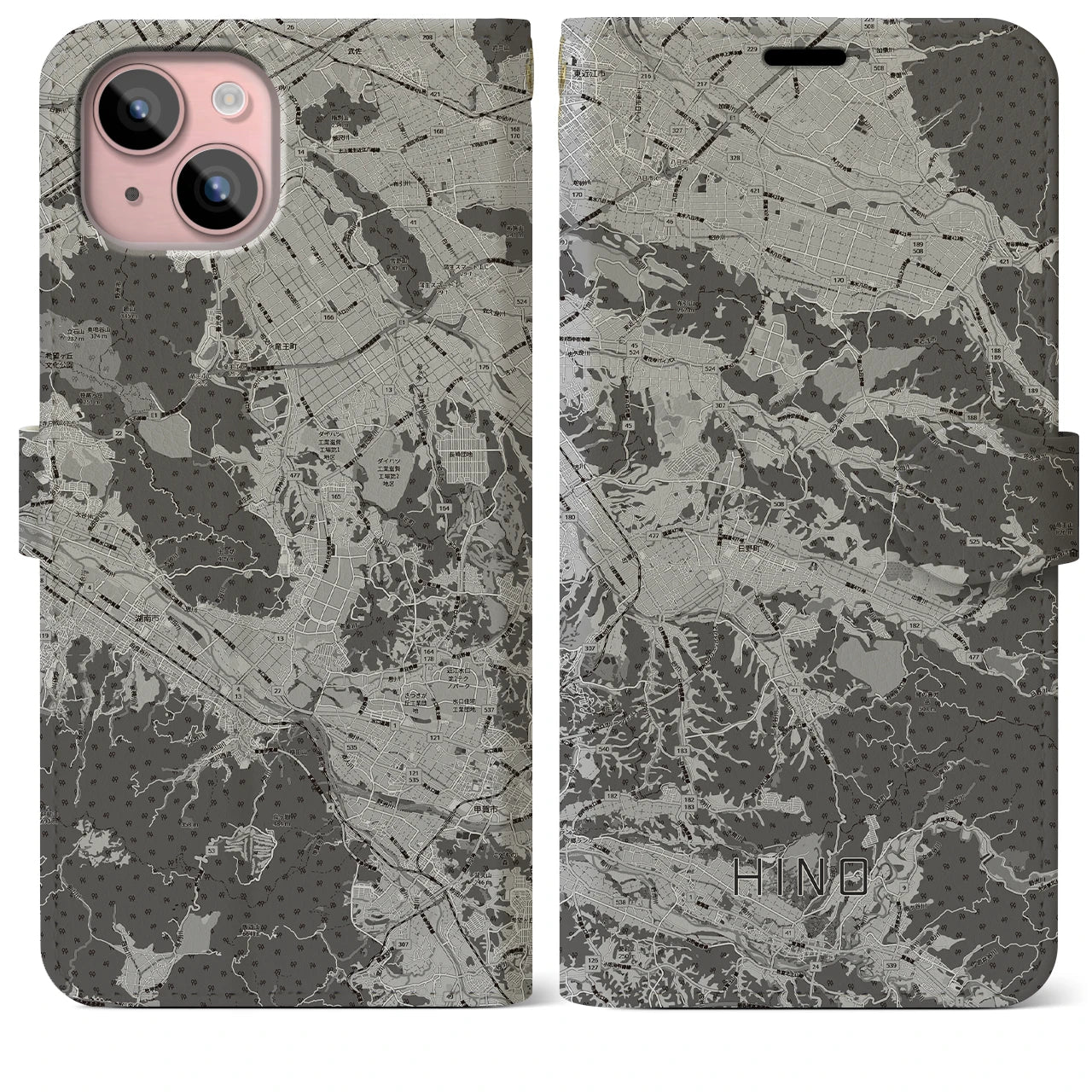 【日野(滋賀県)】地図柄iPhoneケース(手帳タイプ)