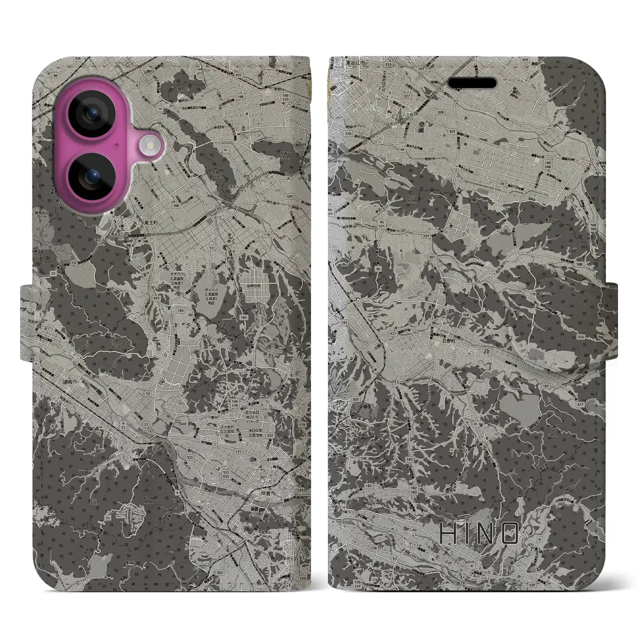 【日野(滋賀県)】地図柄iPhoneケース(手帳タイプ)