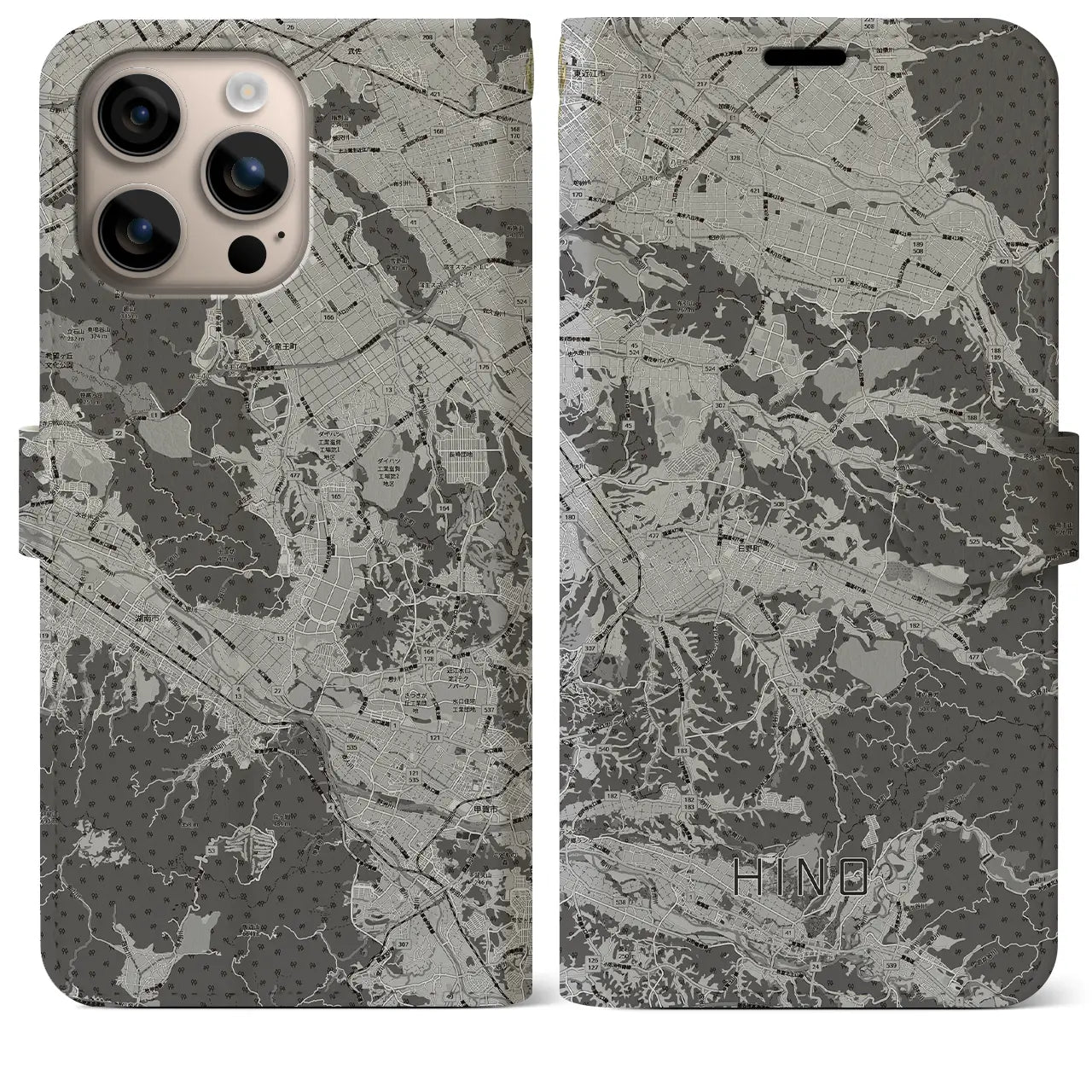 【日野(滋賀県)】地図柄iPhoneケース(手帳タイプ)