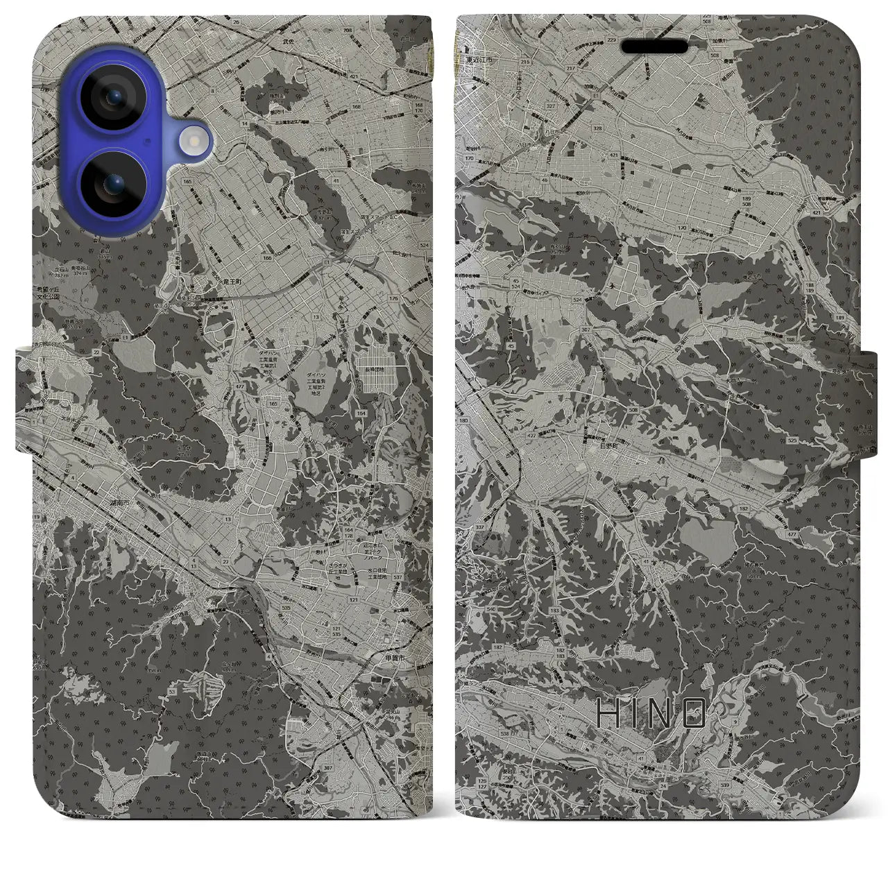 【日野(滋賀県)】地図柄iPhoneケース(手帳タイプ)