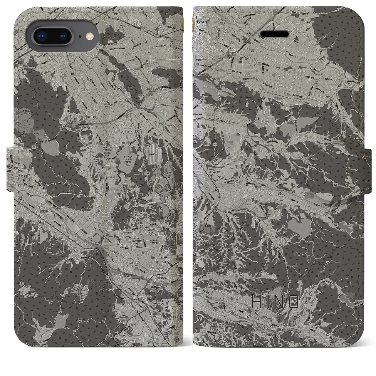 【日野(滋賀県)】地図柄iPhoneケース(手帳タイプ)