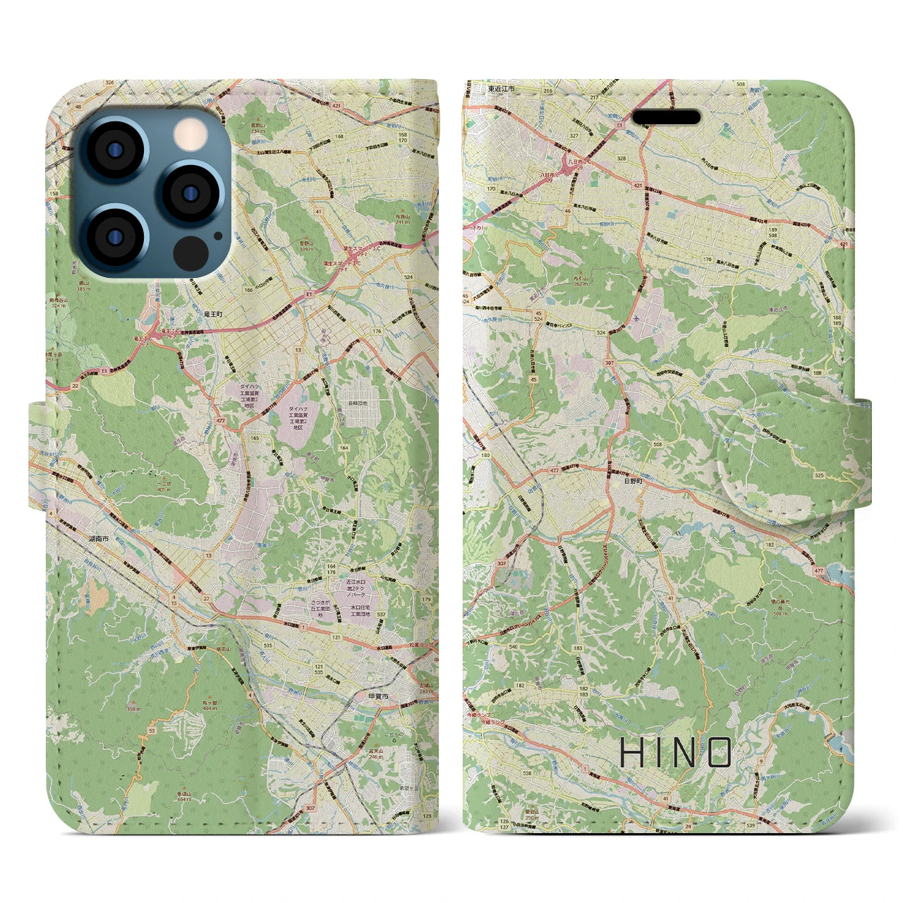 【日野(滋賀県)】地図柄iPhoneケース(手帳タイプ)