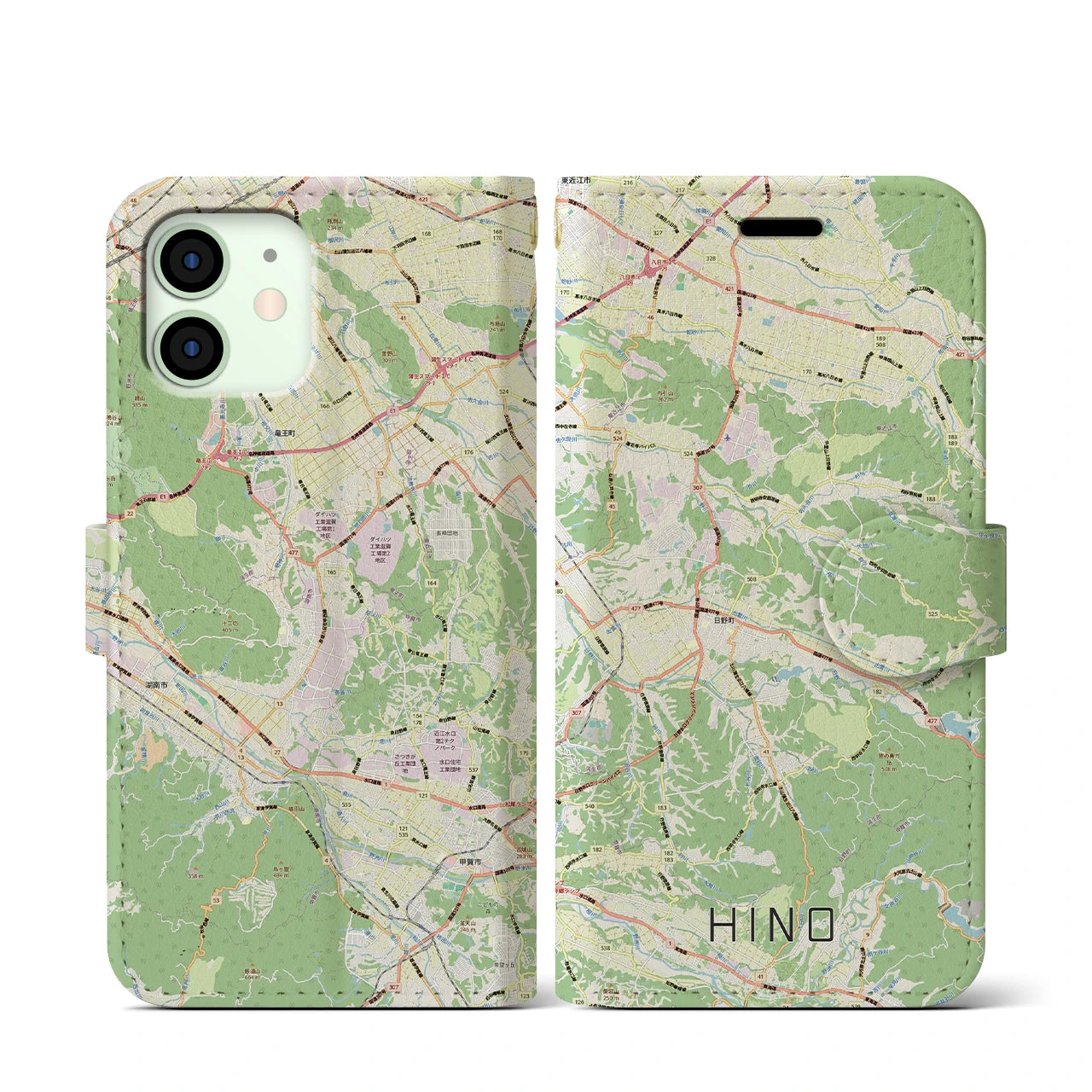 【日野(滋賀県)】地図柄iPhoneケース(手帳タイプ)