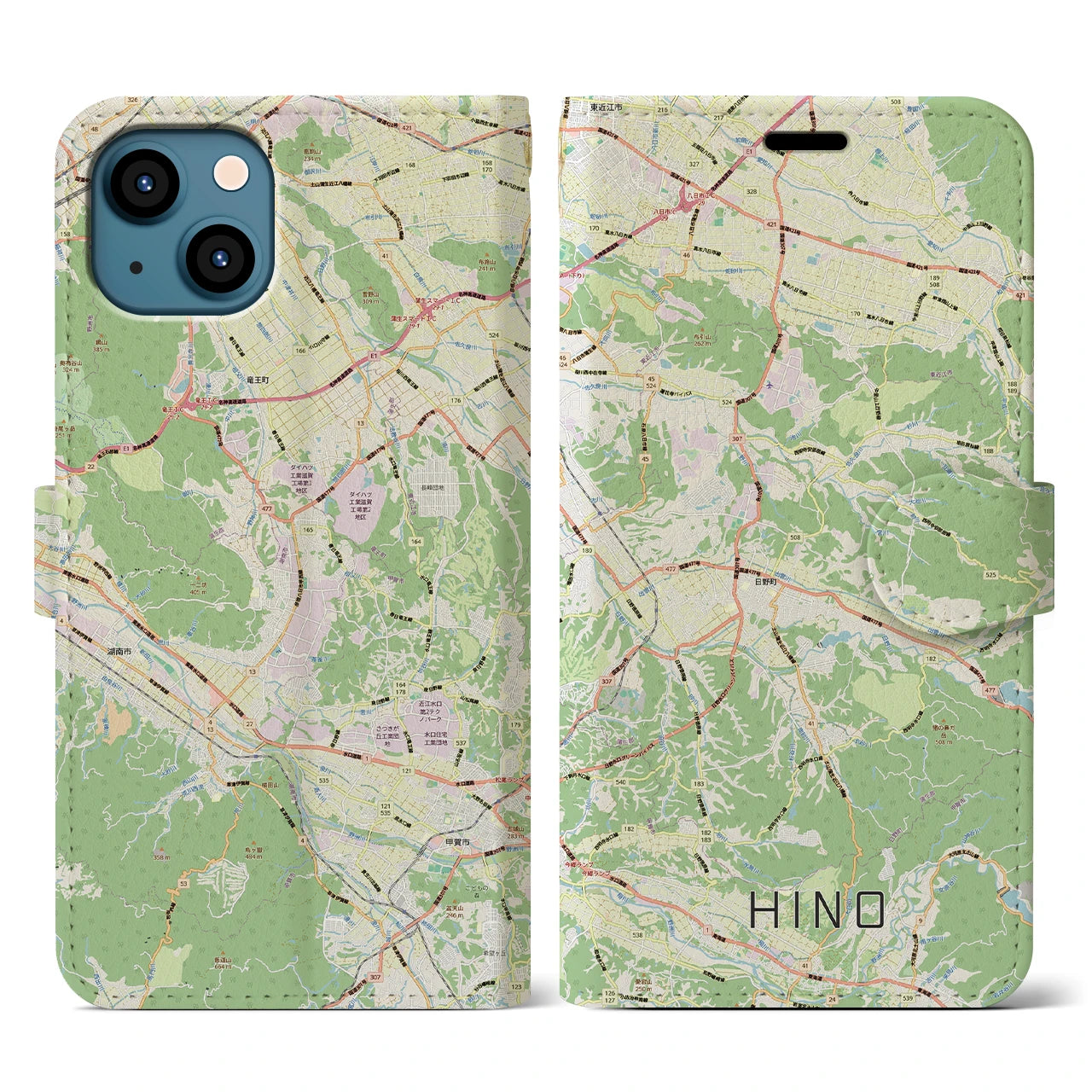 【日野(滋賀県)】地図柄iPhoneケース(手帳タイプ)