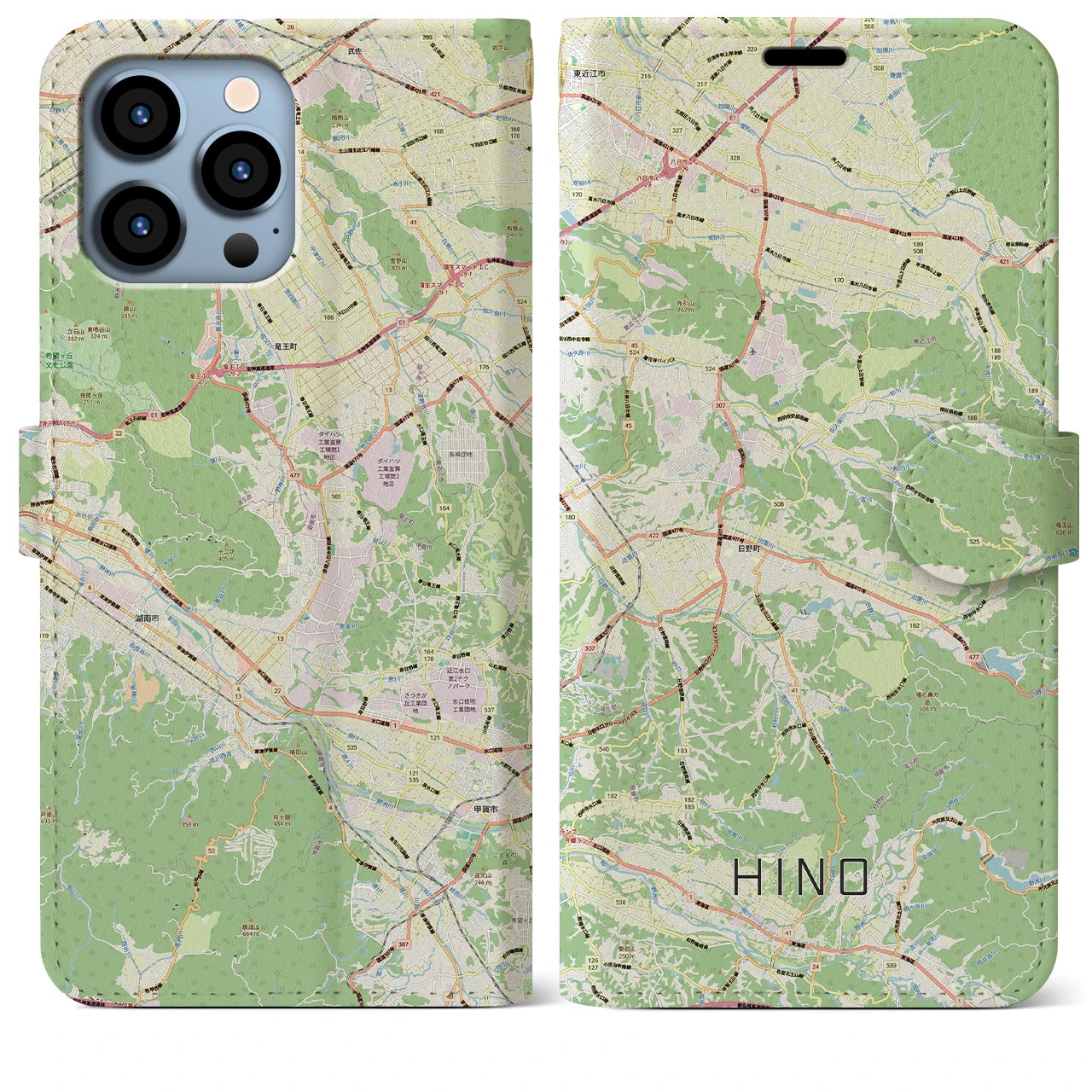 【日野(滋賀県)】地図柄iPhoneケース(手帳タイプ)