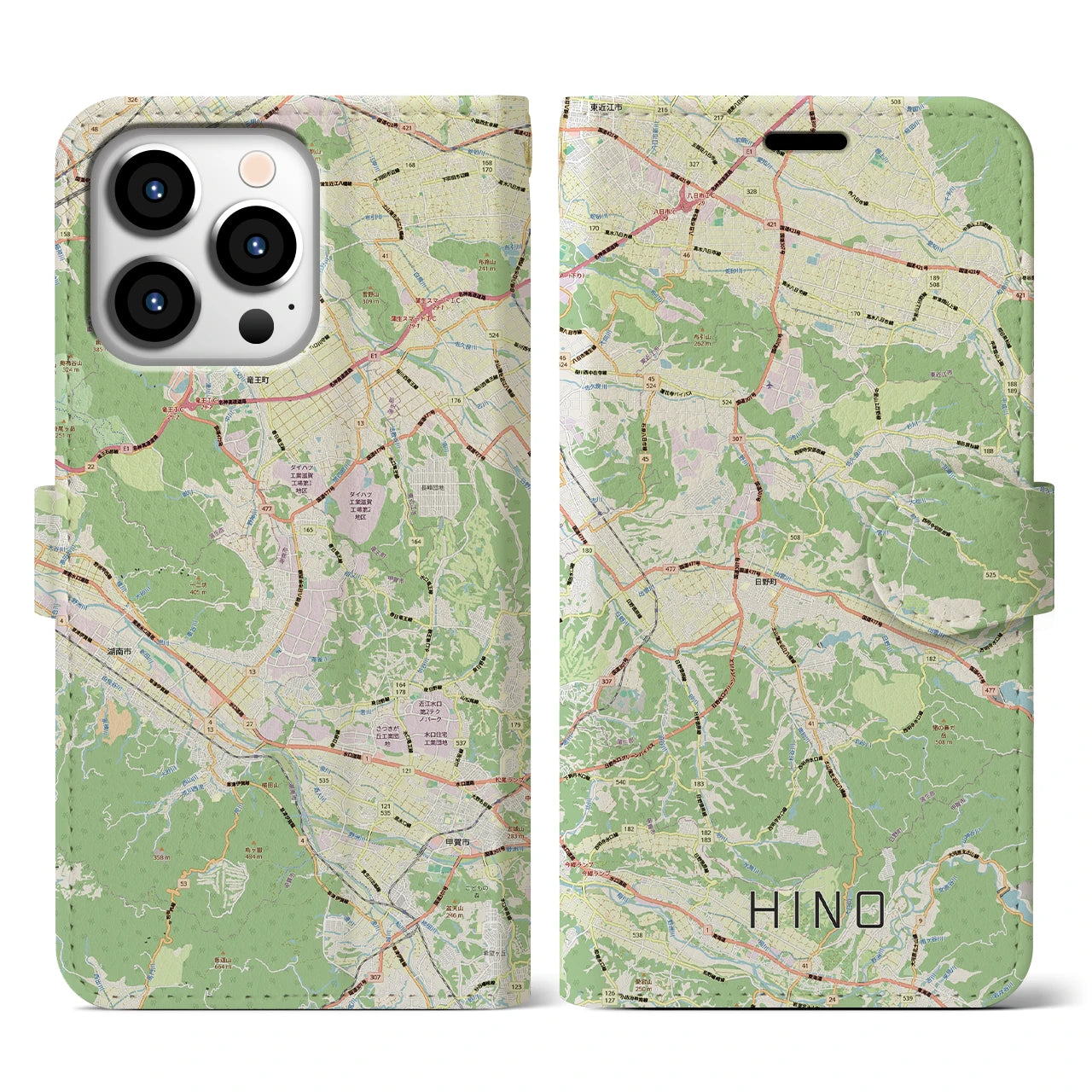 【日野(滋賀県)】地図柄iPhoneケース(手帳タイプ)