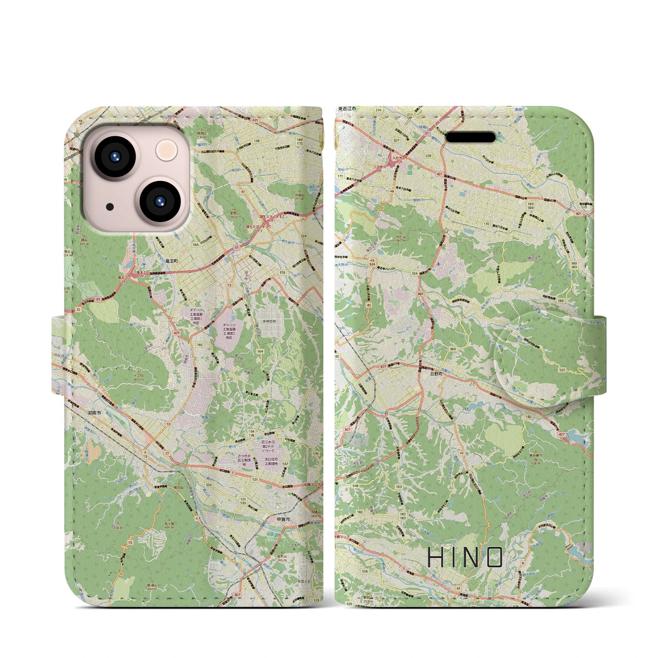 【日野(滋賀県)】地図柄iPhoneケース(手帳タイプ)