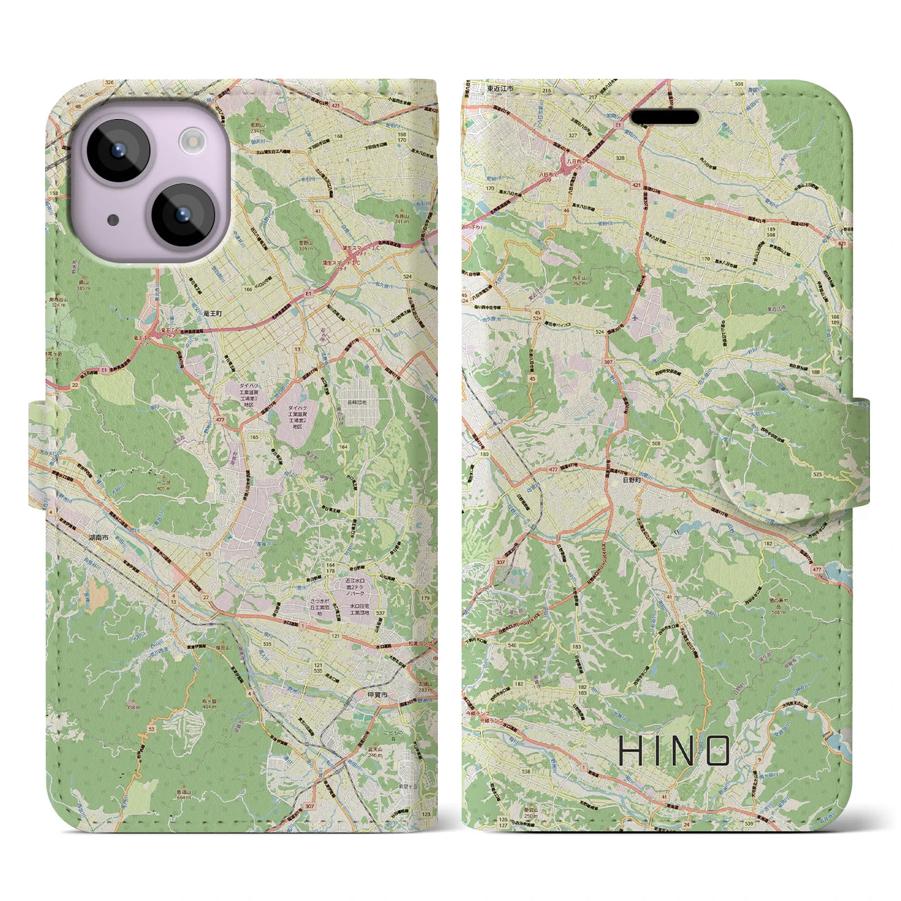 【日野(滋賀県)】地図柄iPhoneケース(手帳タイプ)