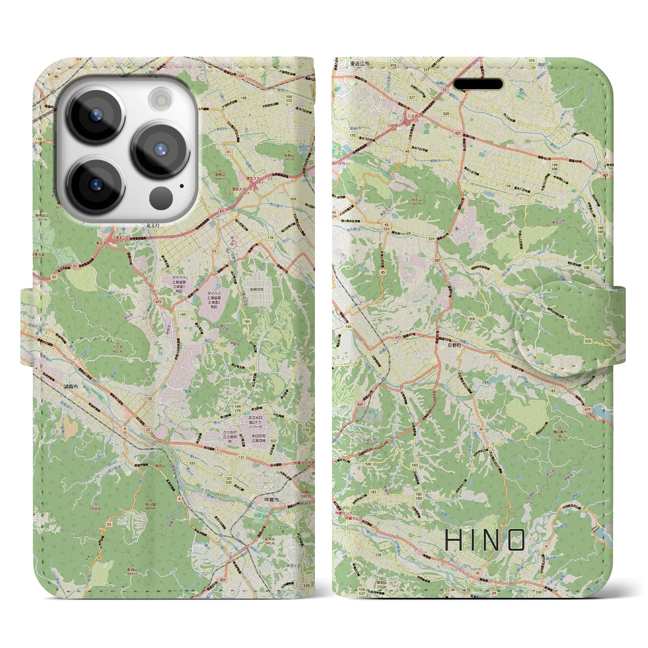 【日野(滋賀県)】地図柄iPhoneケース(手帳タイプ)