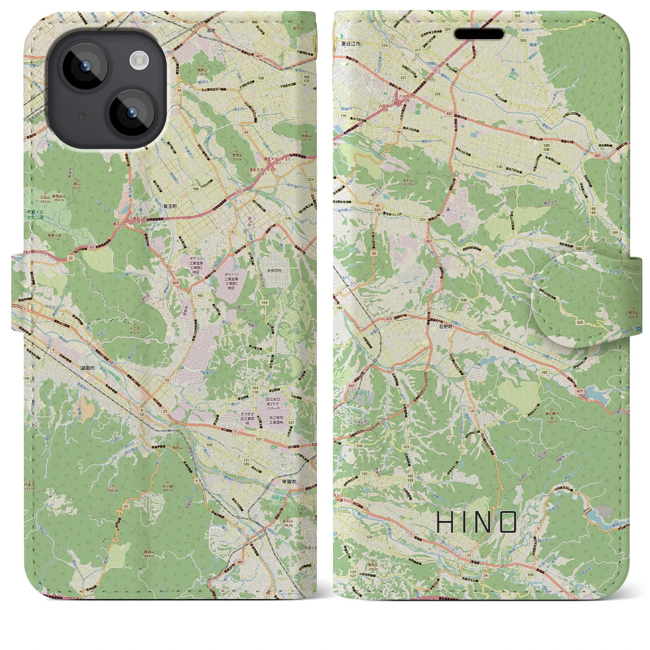 【日野(滋賀県)】地図柄iPhoneケース(手帳タイプ)