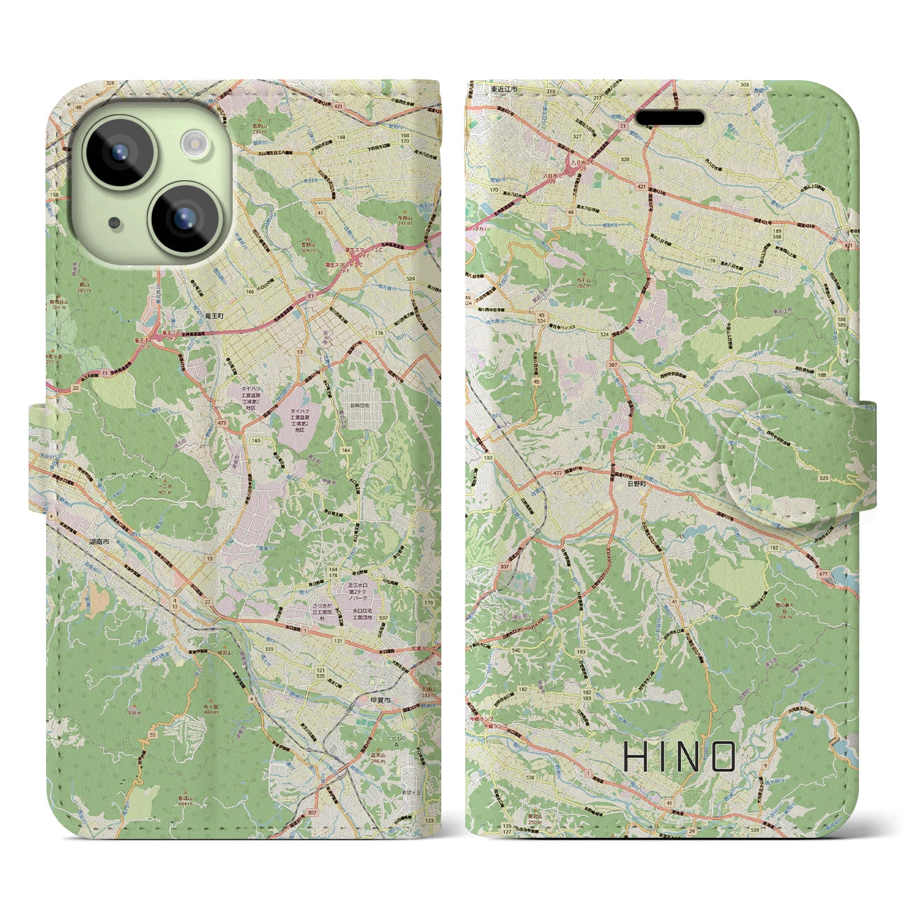 【日野(滋賀県)】地図柄iPhoneケース(手帳タイプ)