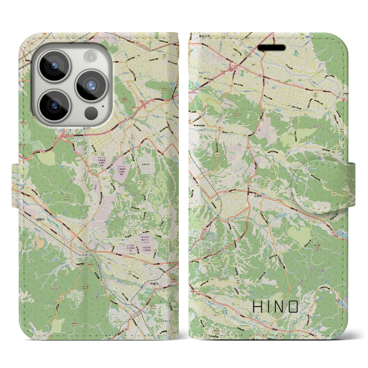 【日野(滋賀県)】地図柄iPhoneケース(手帳タイプ)