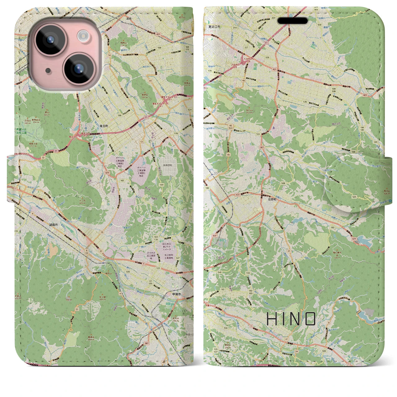 【日野(滋賀県)】地図柄iPhoneケース(手帳タイプ)