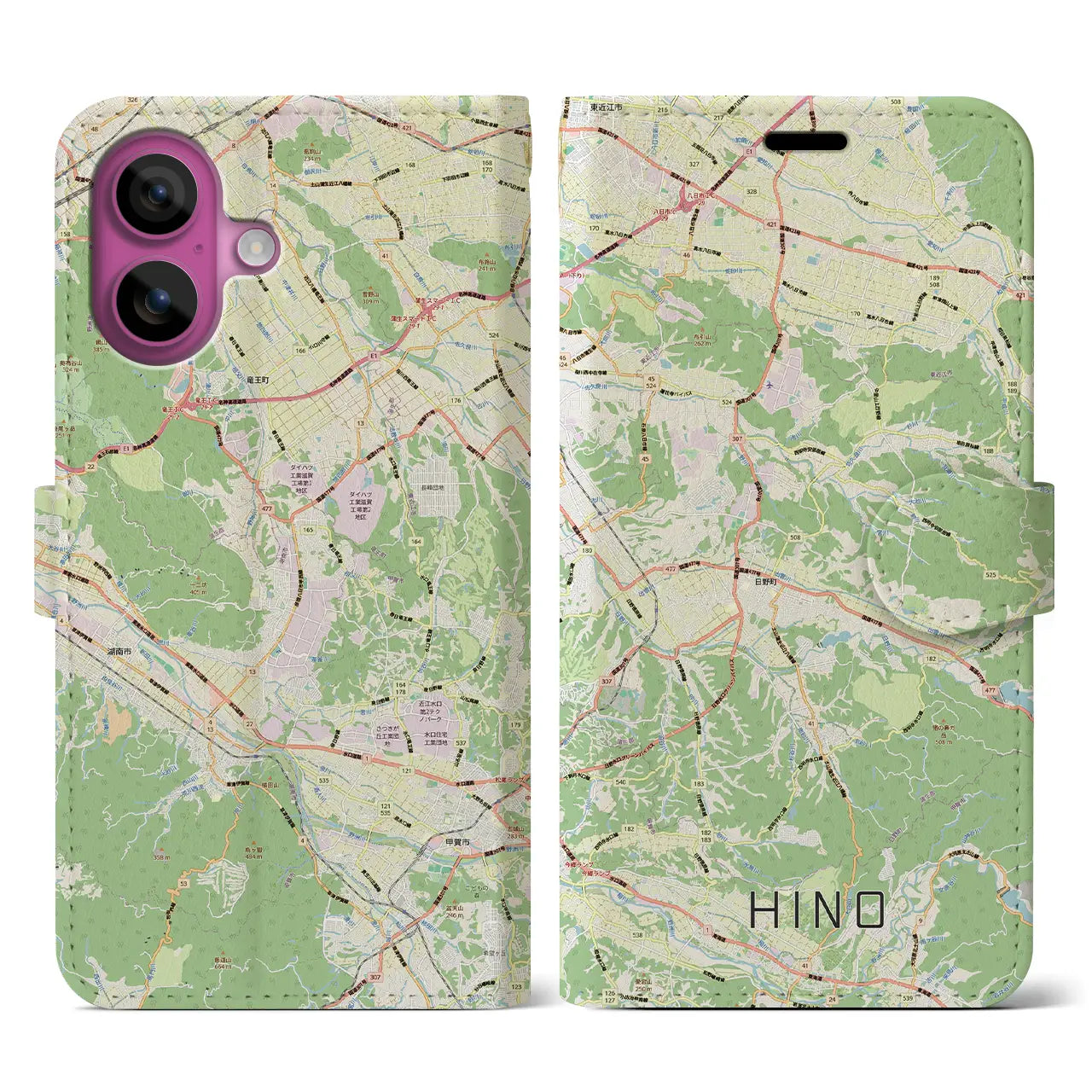 【日野(滋賀県)】地図柄iPhoneケース(手帳タイプ)
