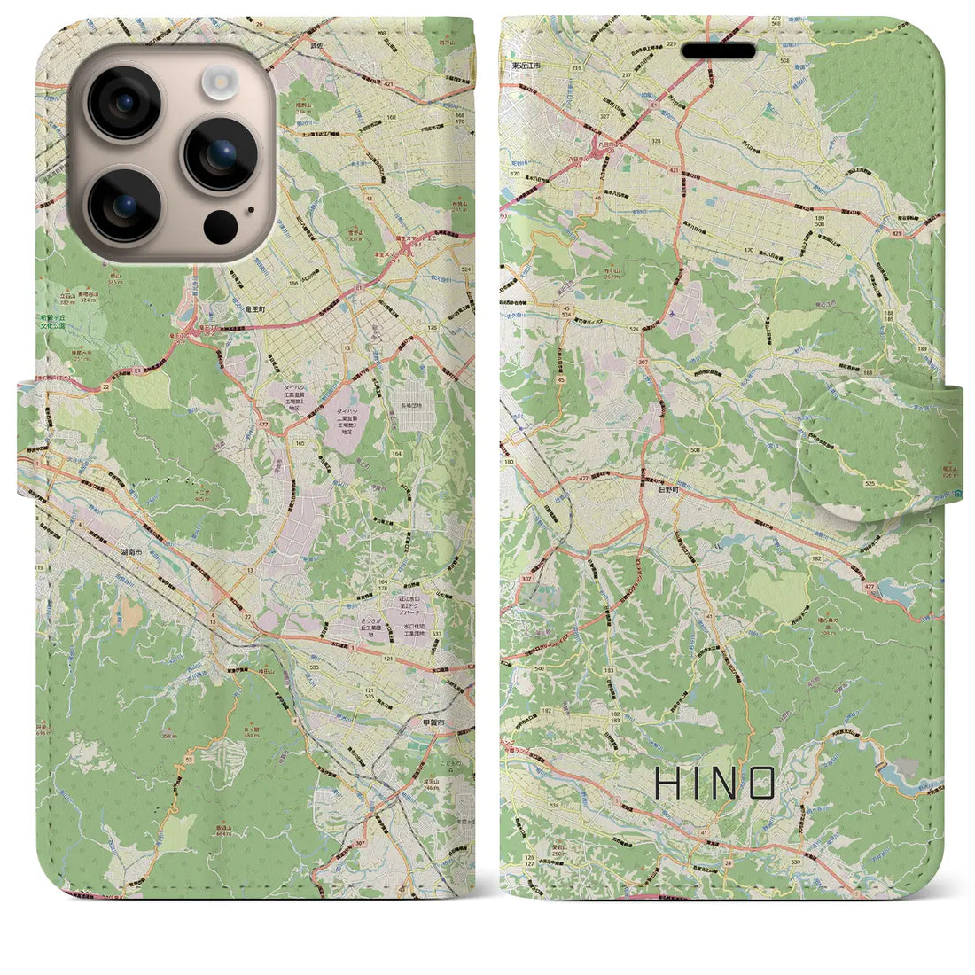 【日野(滋賀県)】地図柄iPhoneケース(手帳タイプ)