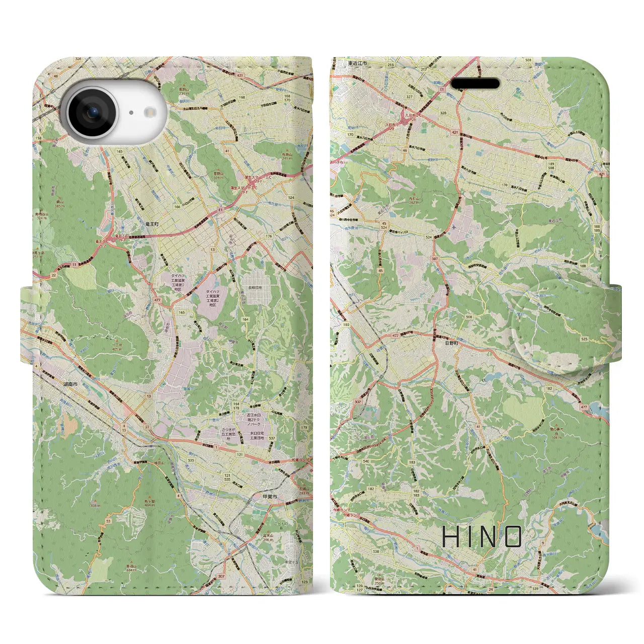 【日野(滋賀県)】地図柄iPhoneケース(手帳タイプ)