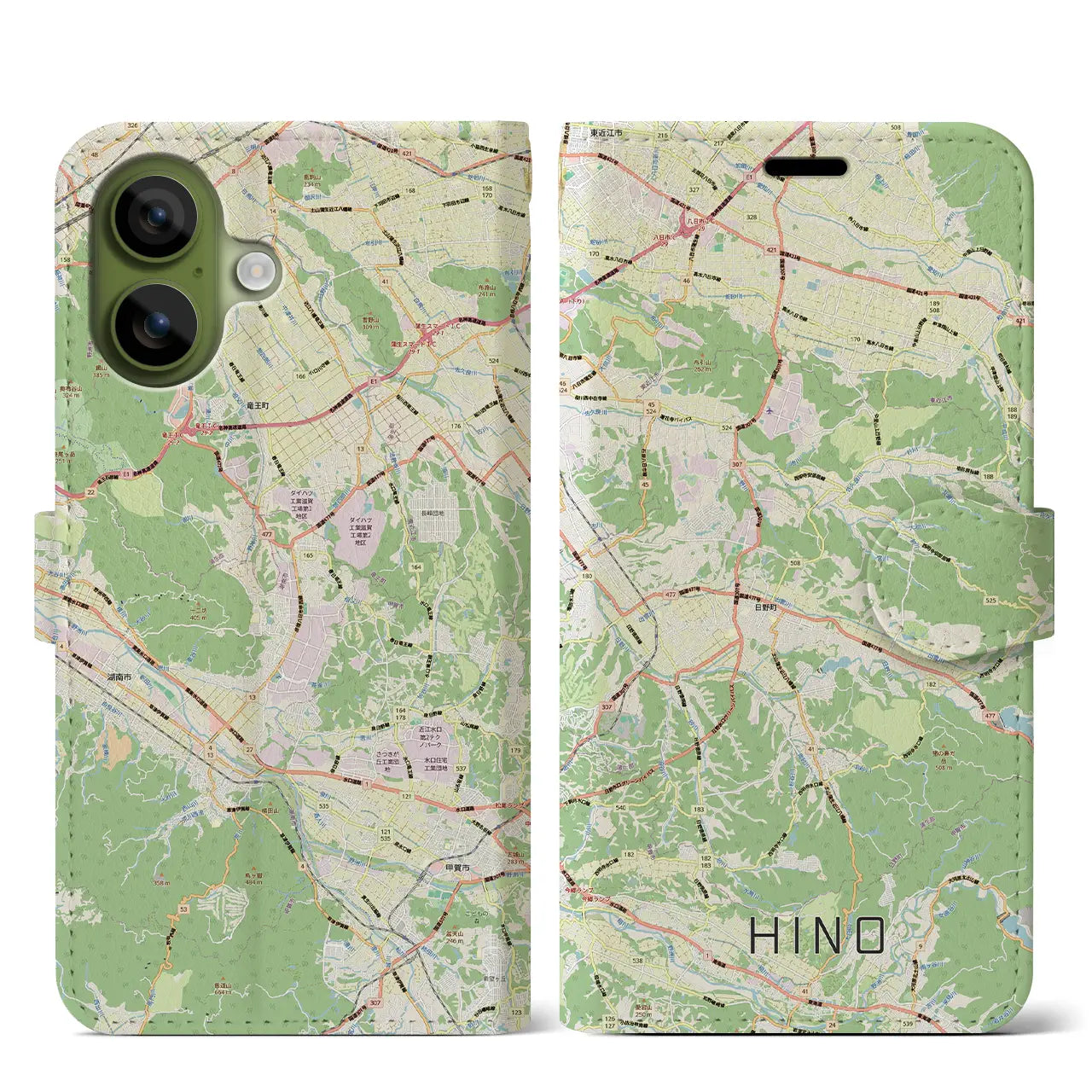 【日野(滋賀県)】地図柄iPhoneケース(手帳タイプ)