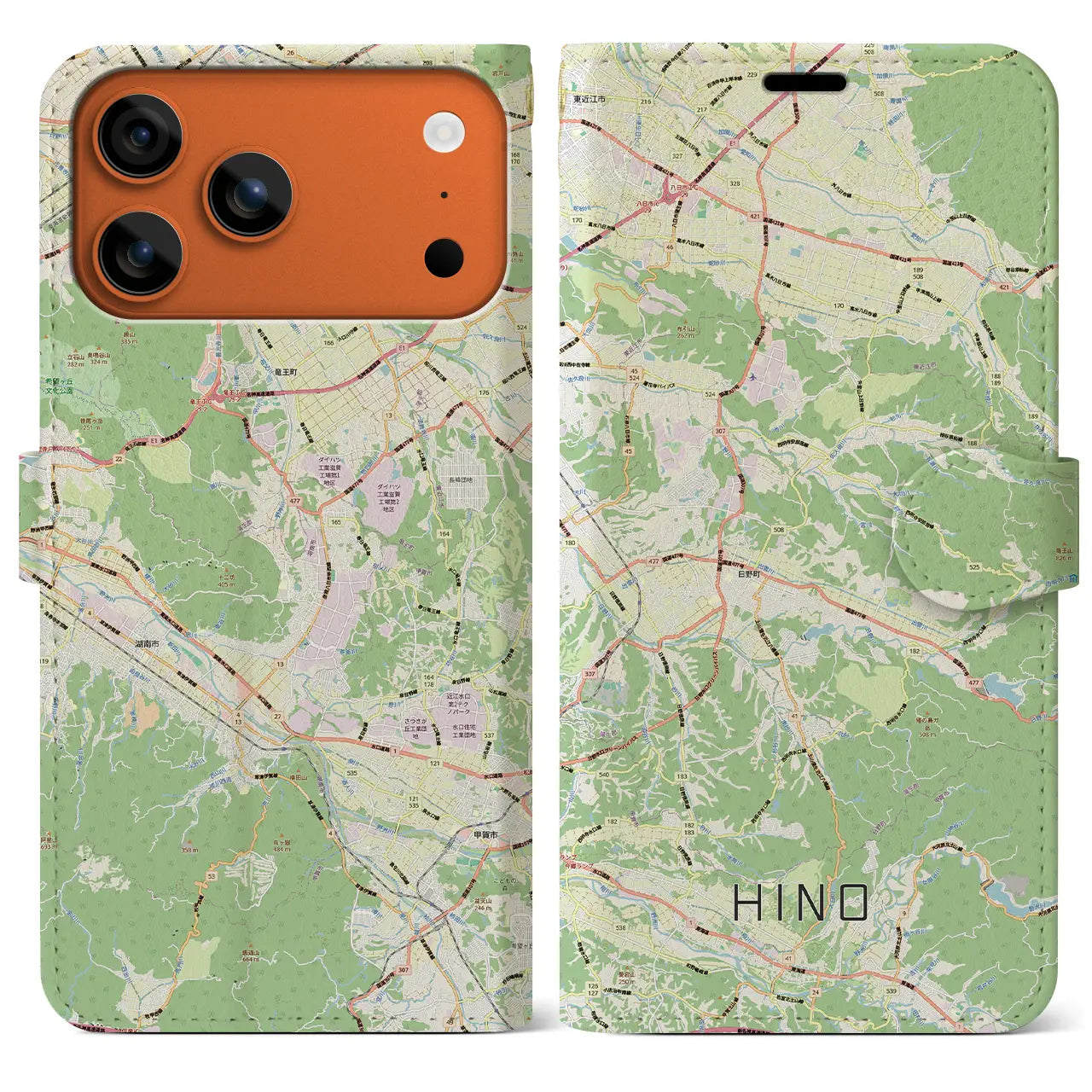 【日野(滋賀県)】地図柄iPhoneケース(手帳タイプ)